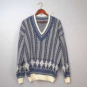 Bristol Blues Vintage 90's Oversized Grandpacore V-Neck Sweater